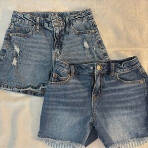 Denim Jean Shorts Girls L 10/12 Cat & Jack Art-a-Class 2 pairs